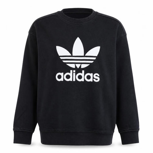 Adidas Womens Black Crew Neck Pullover Sweatshirt UK 14 Graphic Logo