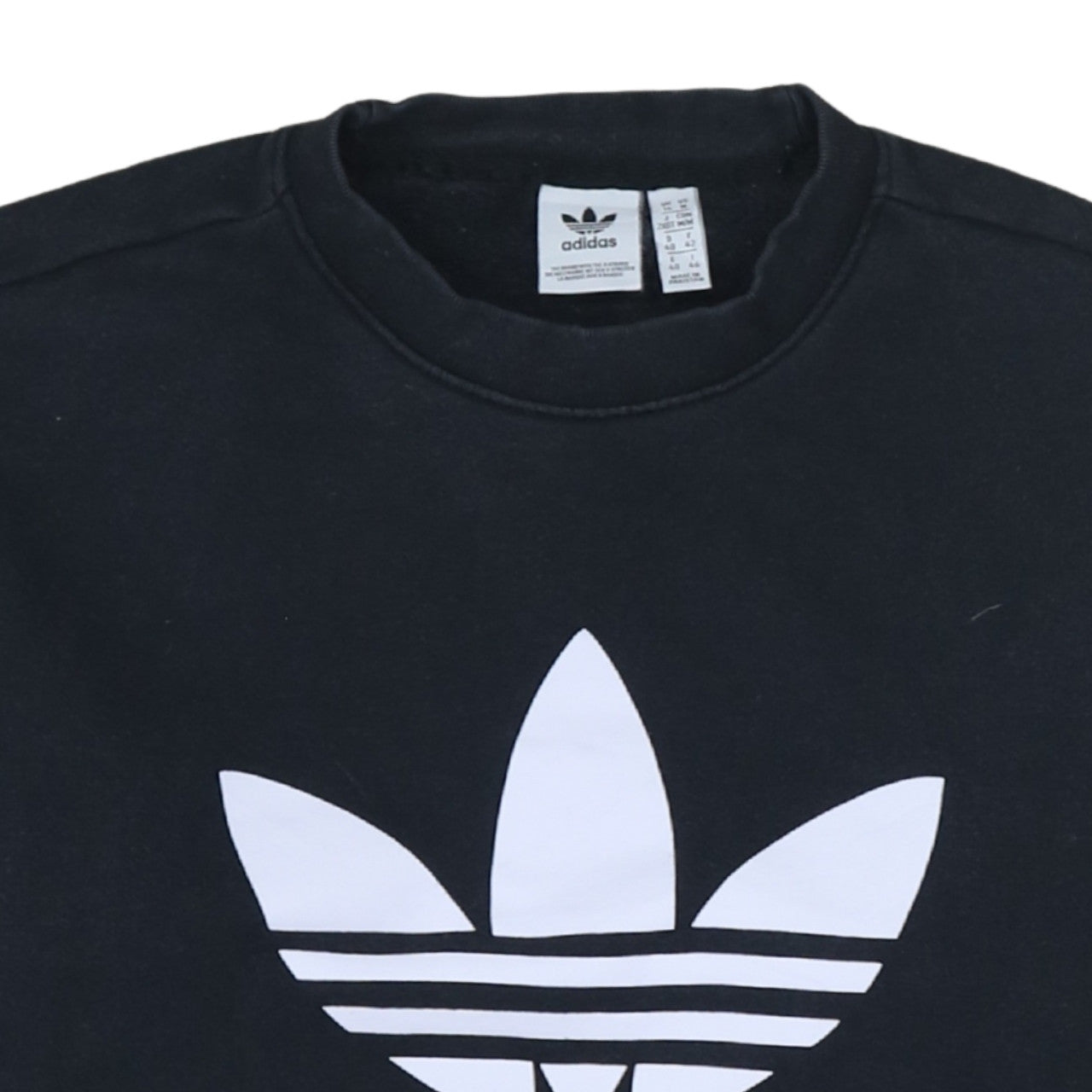 Adidas Womens Black Crew Neck Pullover Sweatshirt UK 14 Graphic Logo