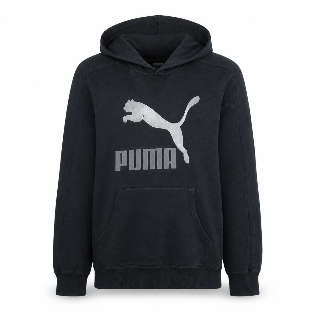 Puma Men's Black M Pullover Hoodie with Logo Graphic Print