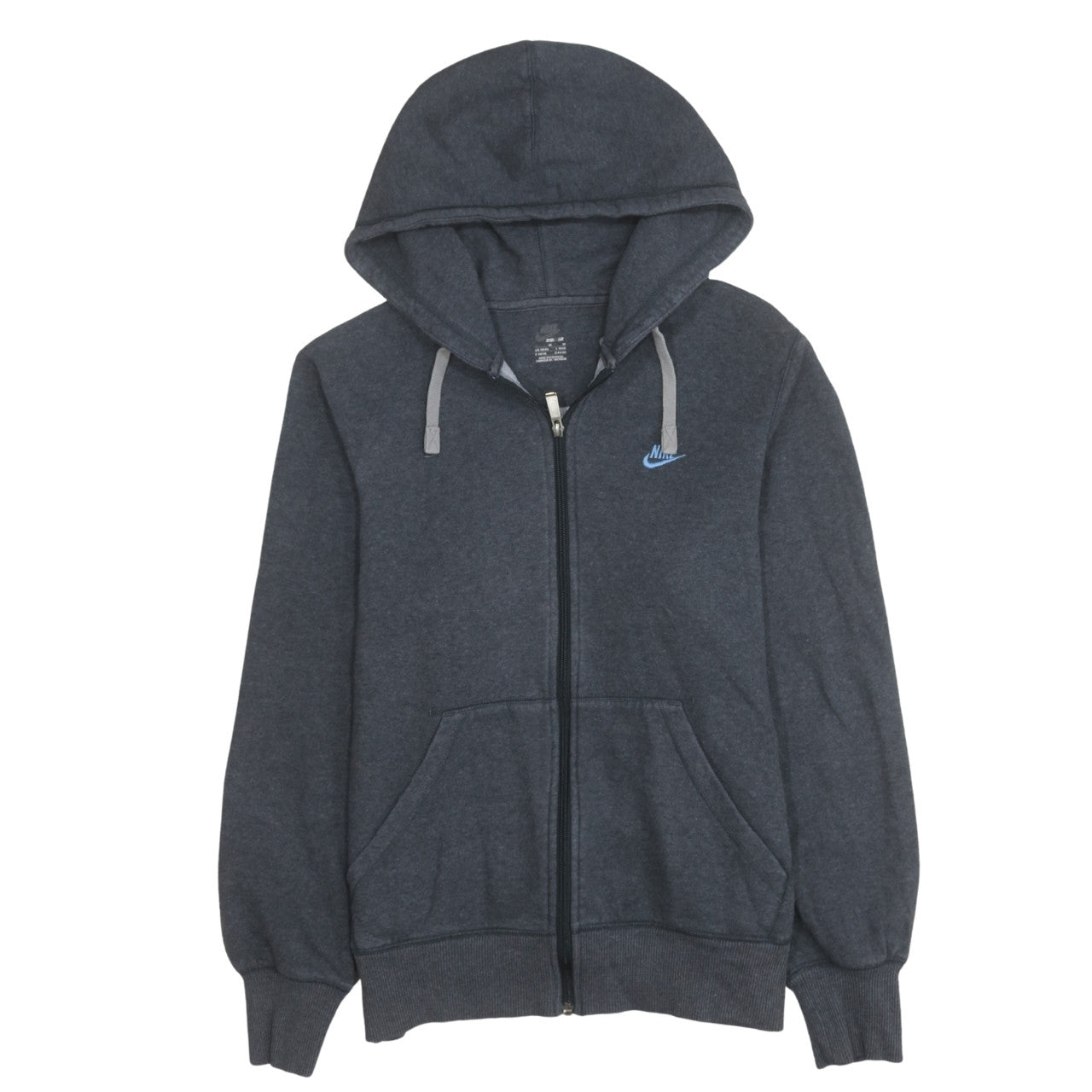 Nike Mens Grey Full Zip Hoodie Sweatshirt M Cotton Blend