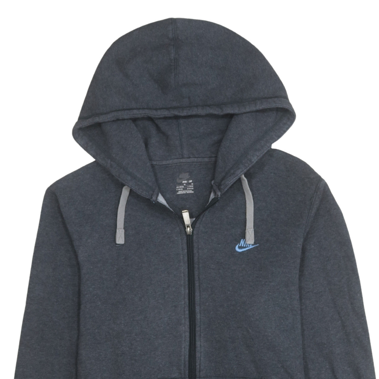 Nike Mens Grey Full Zip Hoodie Sweatshirt M Cotton Blend