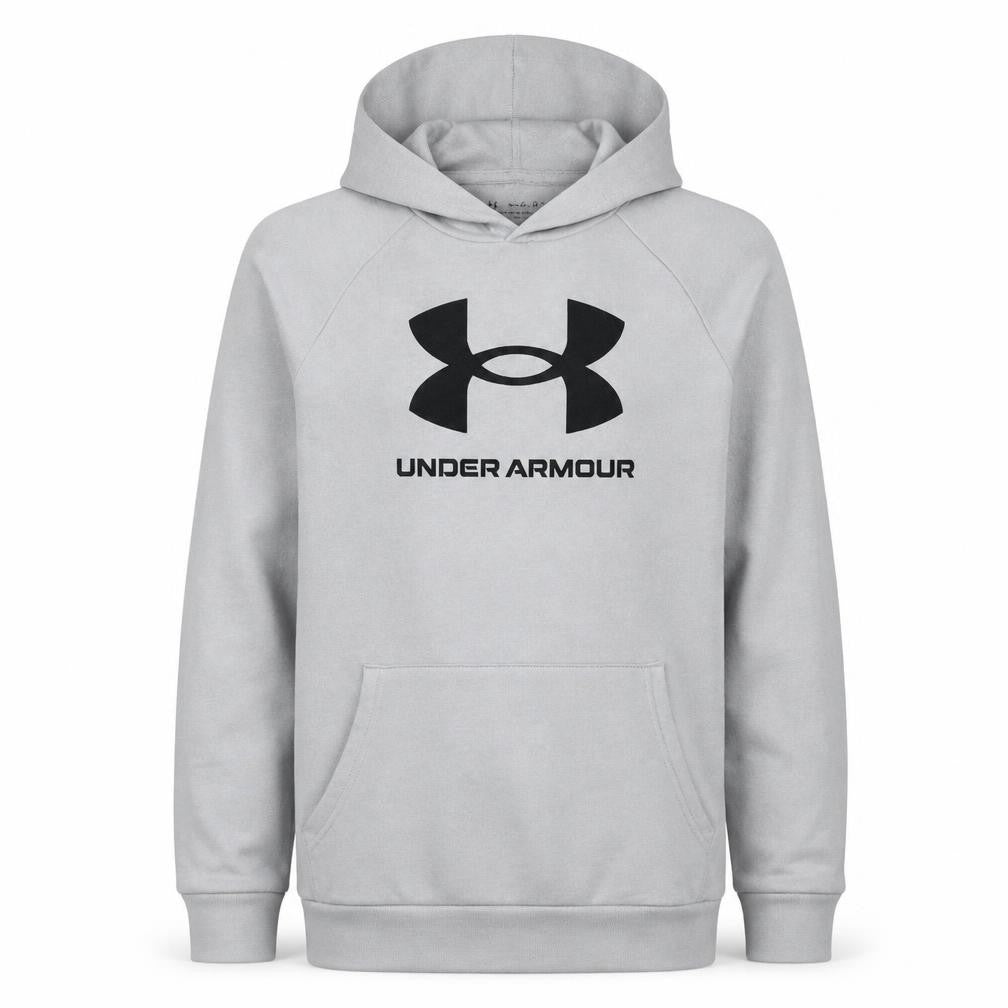 Under Armour Boys Grey Hooded Pullover Hoodie YXL 158-170cm Cotton Blend