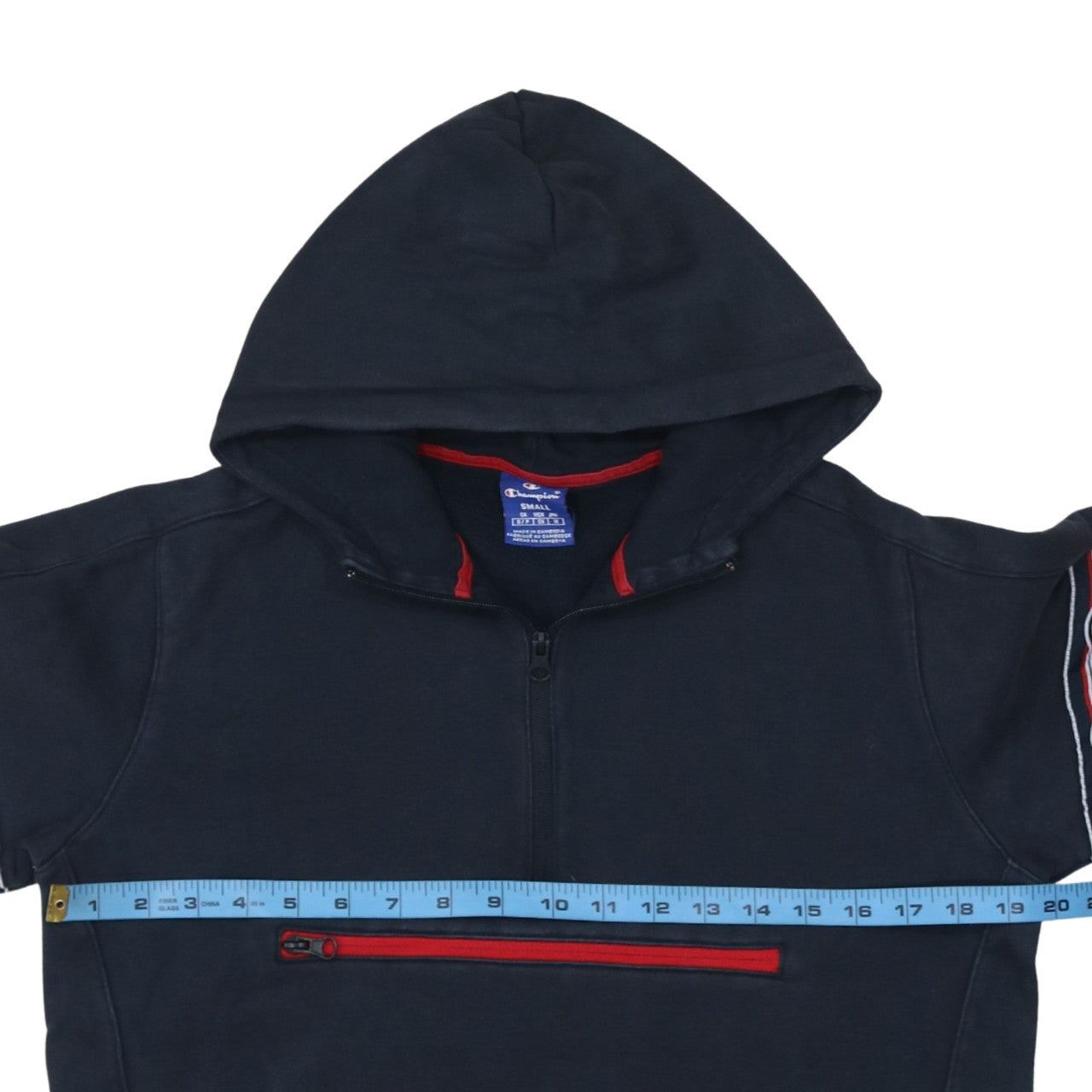 Champion Men's Blue 1/4 Zip Hoodie Small Regular Fit Logo Sportswear