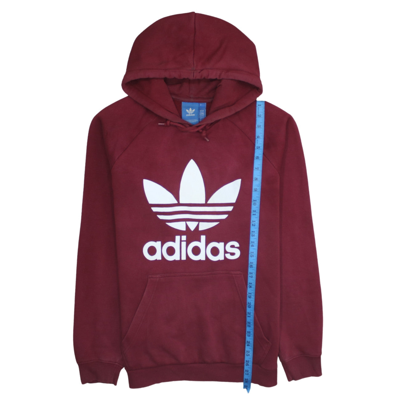 Adidas Mens Red Pullover Hoodie Large Regular Fit Logo Fleece