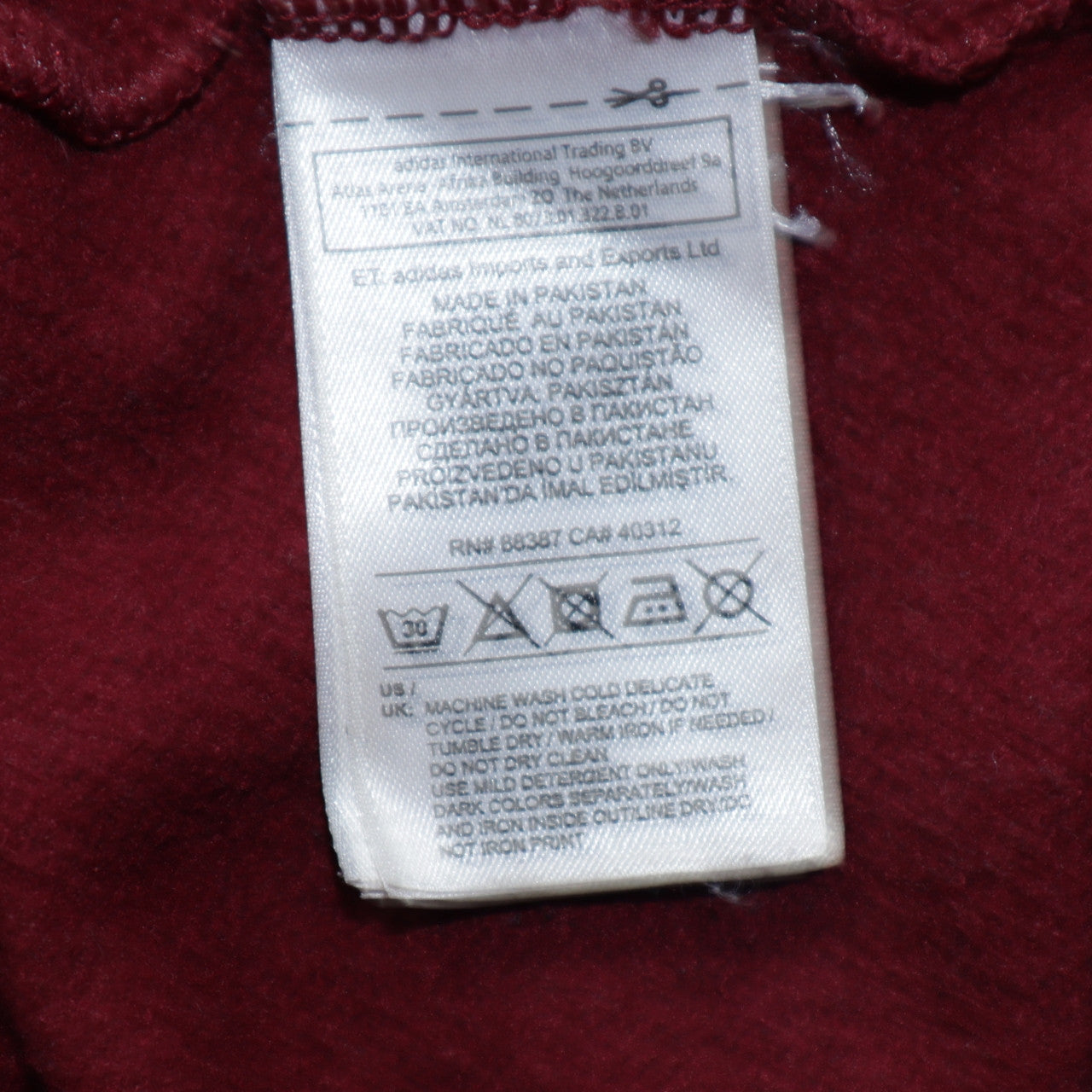 Adidas Mens Red Pullover Hoodie Large Regular Fit Logo Fleece