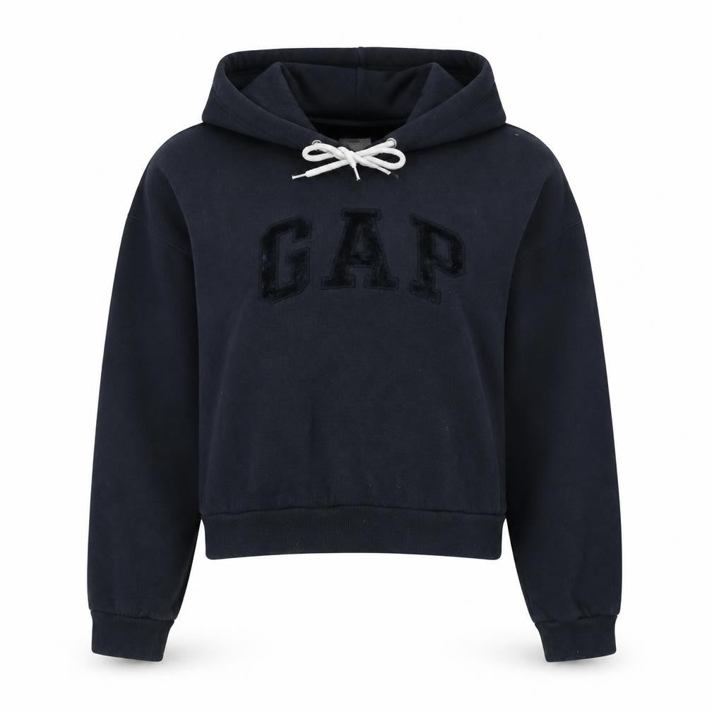 Gap Women Black Small Pullover Hoodie with Logo Detail