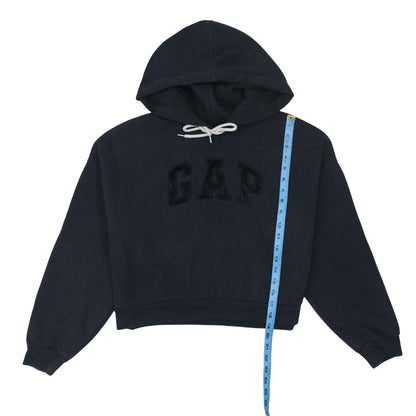 Gap Women Black Small Pullover Hoodie with Logo Detail