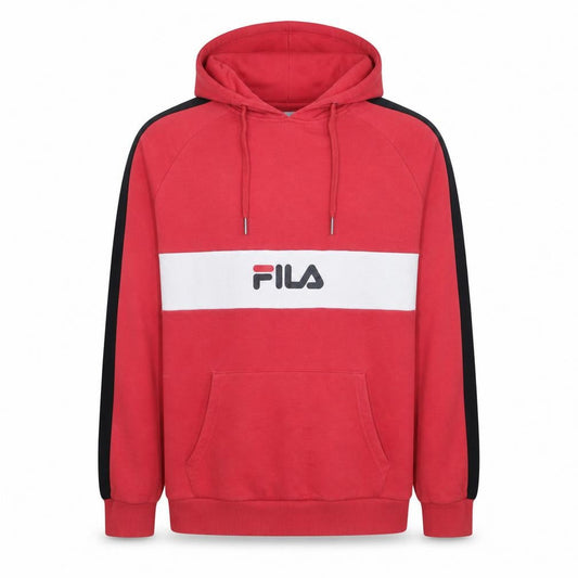 Fila Mens Red Pullover Hoodie Small Sports Graphic Sweatshirt