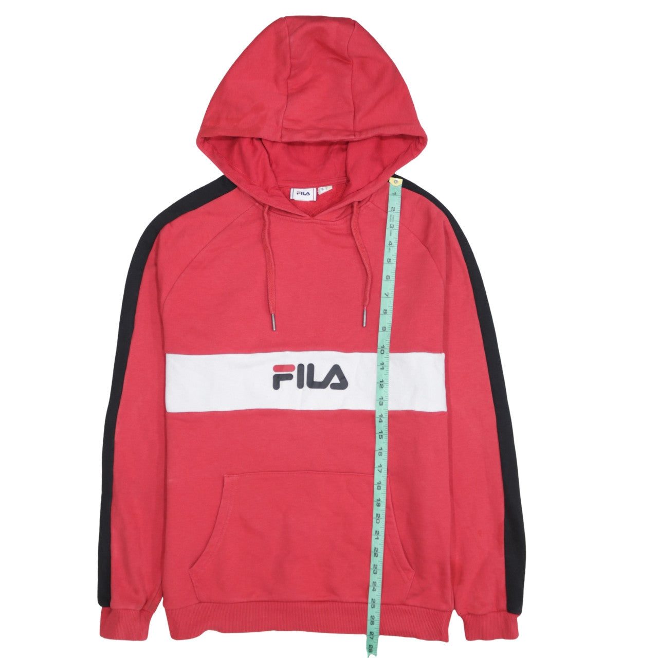 FILA Mens Red Pullover Hoodie Small Sports Graphic Sweatshirt