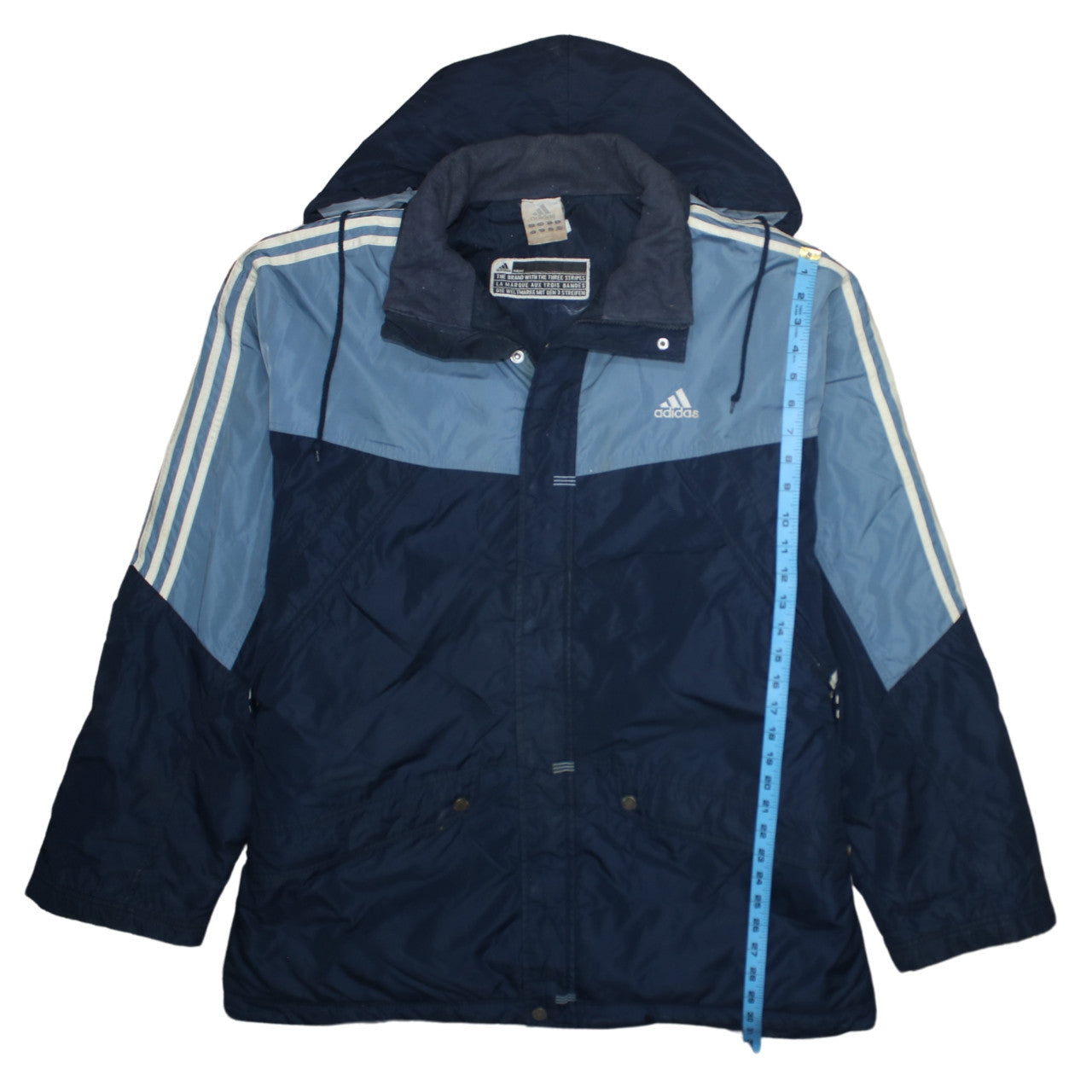 Adidas Men's Blue XL Windbreaker Jacket Hooded Retro Sportswear