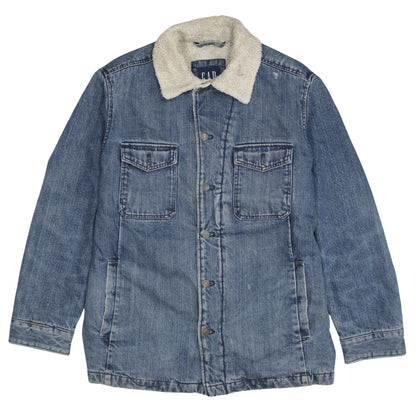 Gap Men's Blue Denim Sherpa Lined Jacket Size M