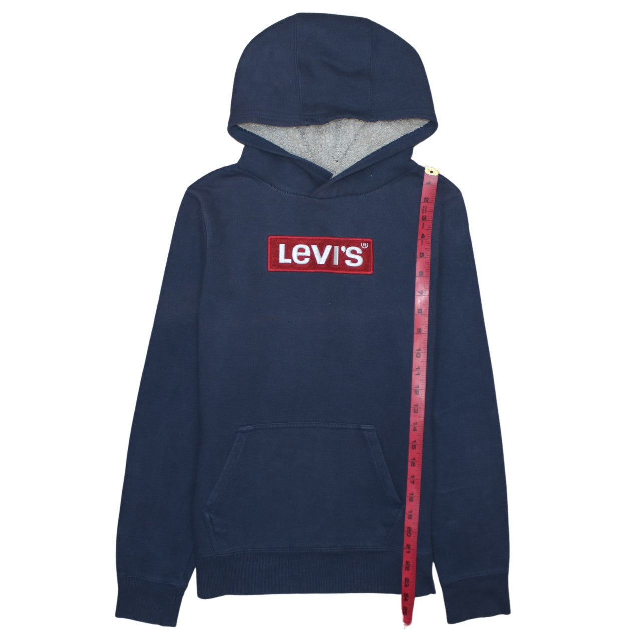 Levi's Boys Navy Blue Pullover Hoodie 14A (164cm) Logo Fleece Lined