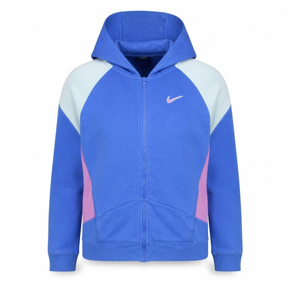 Nike Womens Blue Full Zip Hoodie XS Colourblock Cotton Blend