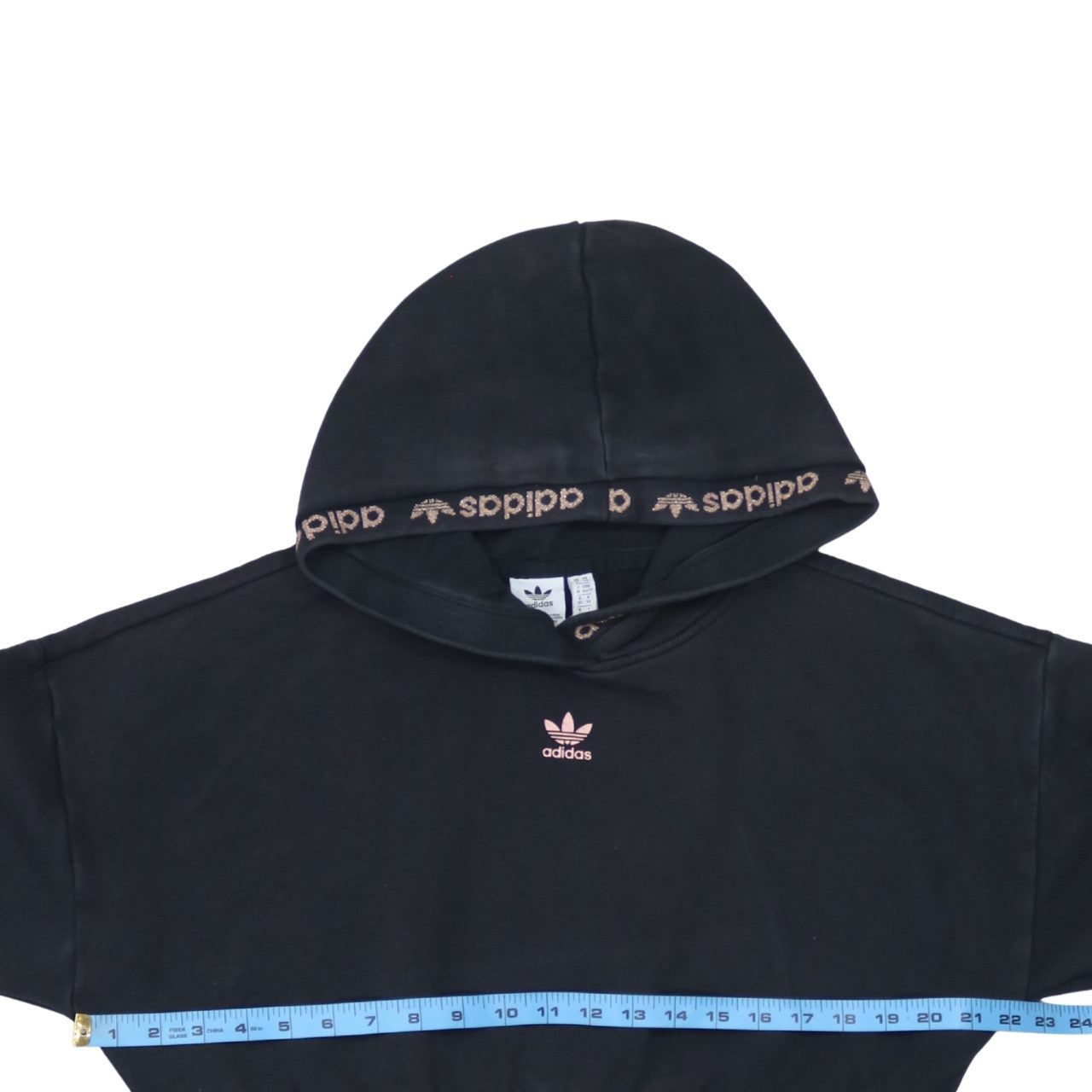 Adidas Womens Black Cropped Hooded Pullover Sweatshirt XS