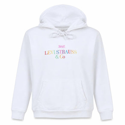 Levi's Womens White XS Pullover Hoodie with Logo Embroidery