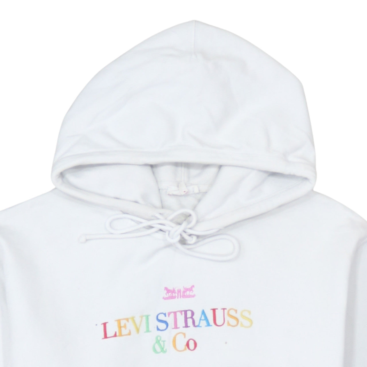Levi's Womens White XS Pullover Hoodie with Logo Embroidery
