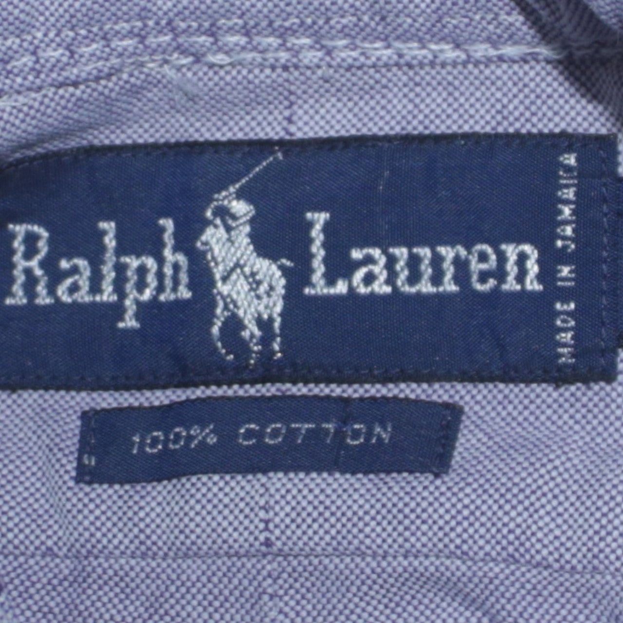 Ralph Lauren Men's Blue Cotton Band Collar Long Sleeve Shirt L