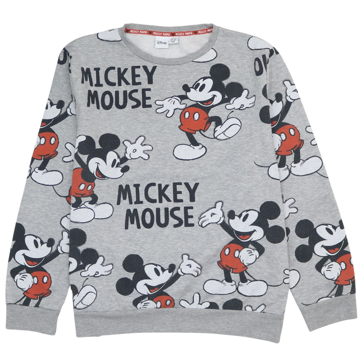 Disney Women Grey Mickey Mouse Print Pullover Sweatshirt L