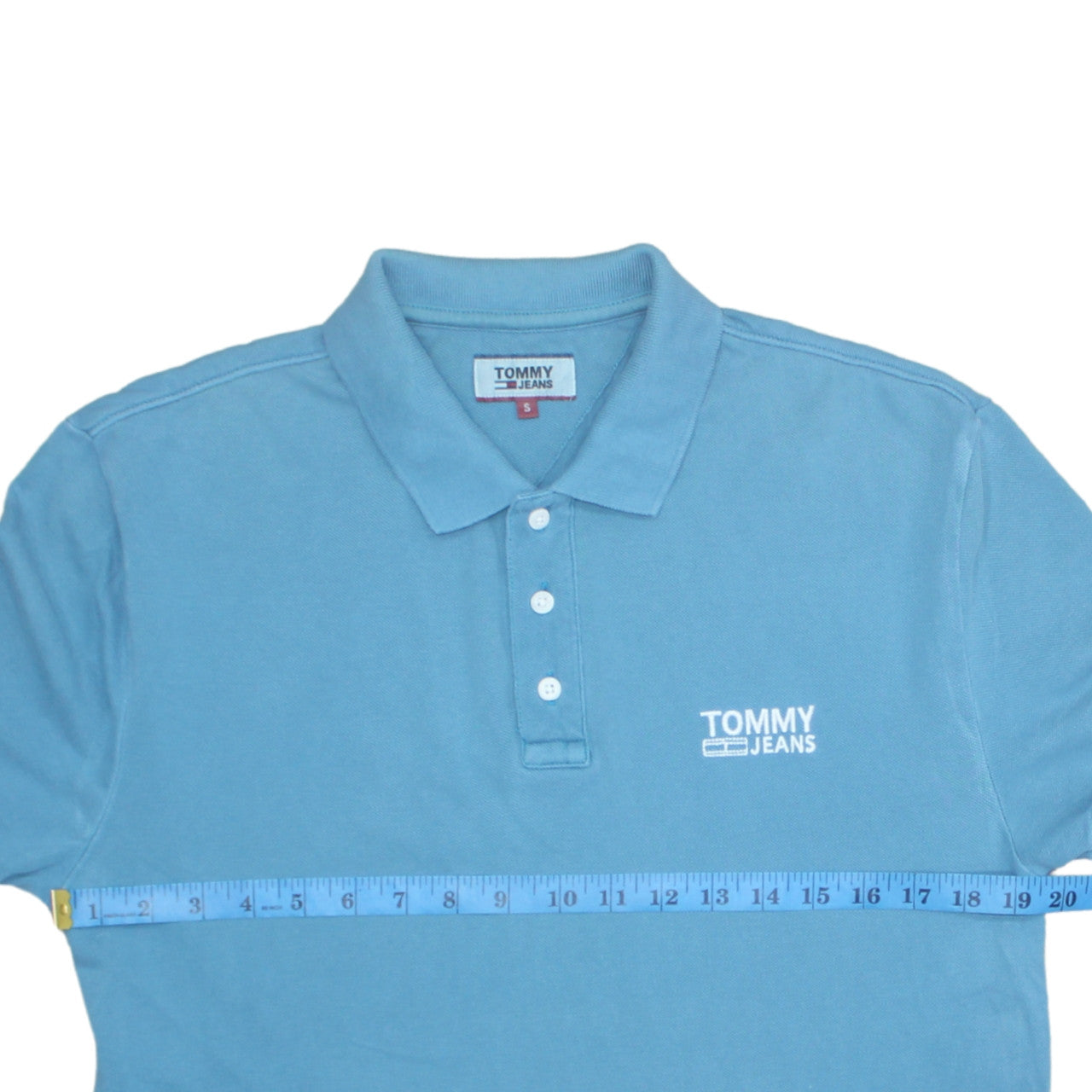 Tommy Jeans Men's Blue Cotton Polo Shirt Size S Short Sleeve