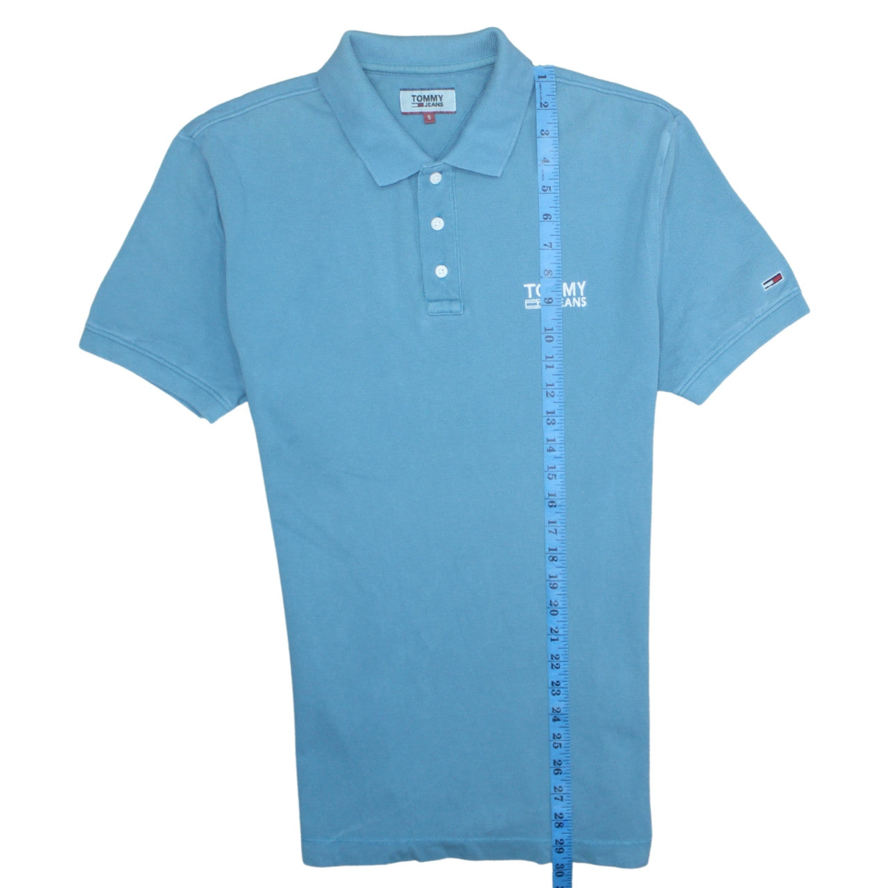 Tommy Jeans Men's Blue Cotton Polo Shirt Size S Short Sleeve