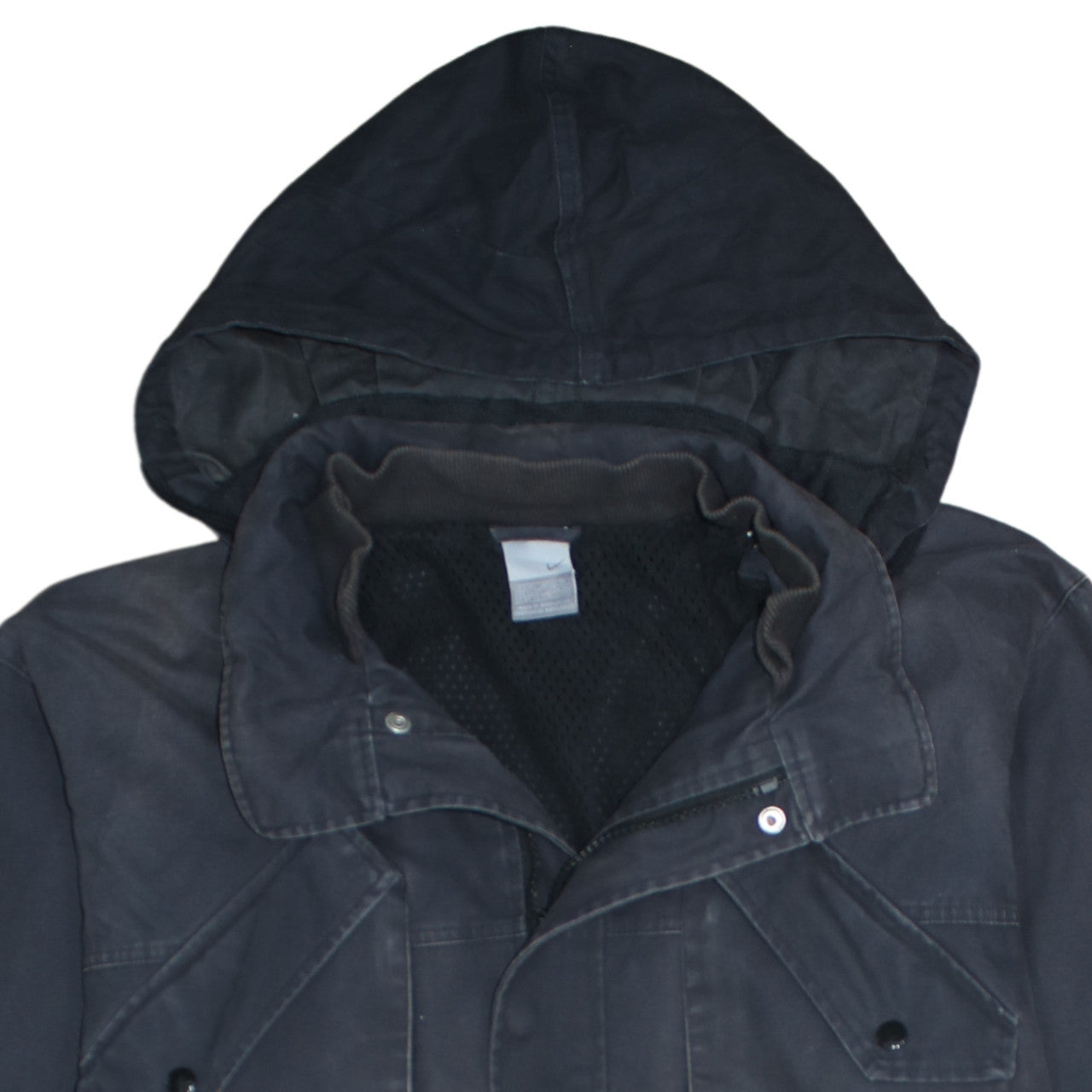 Nike Men's Black Hooded Parka Jacket Size L Water Resistant Casual