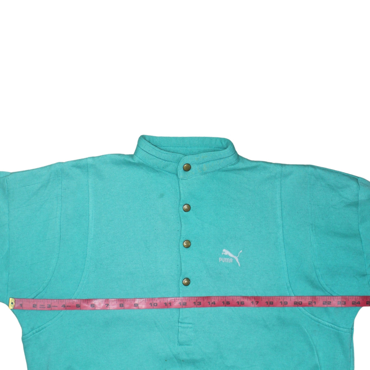 Puma Men's Green Henley Sweatshirt M Vintage Fleece Pullover