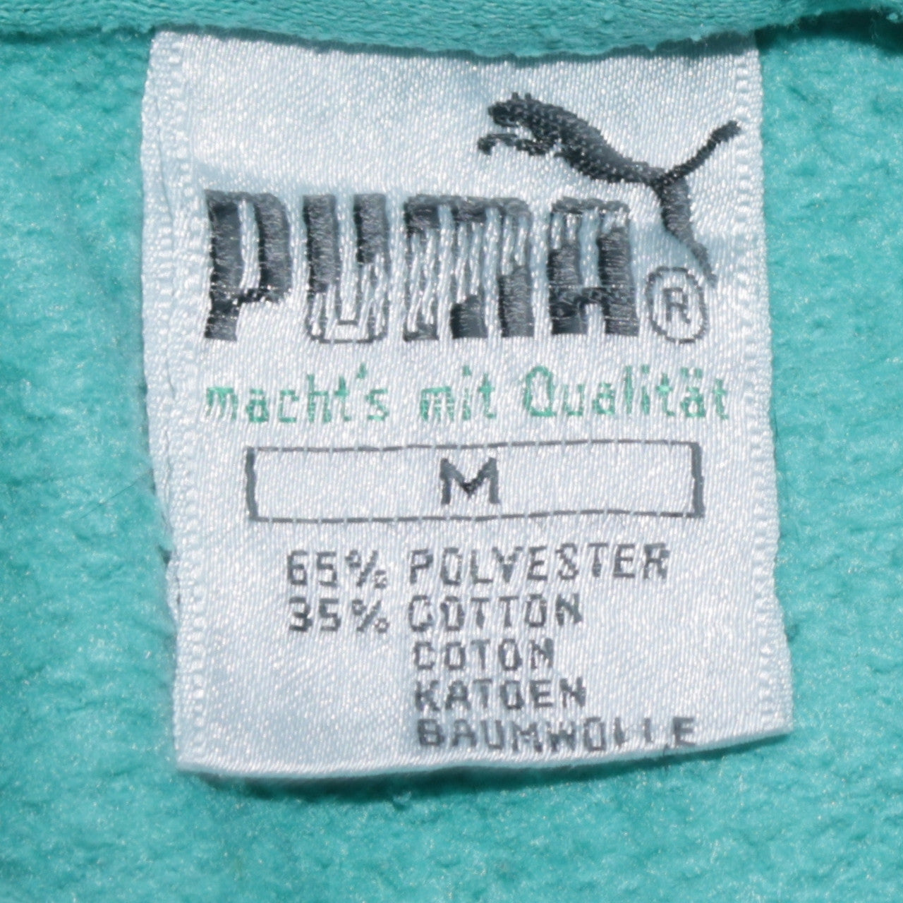 Puma Men's Green Henley Sweatshirt M Vintage Fleece Pullover