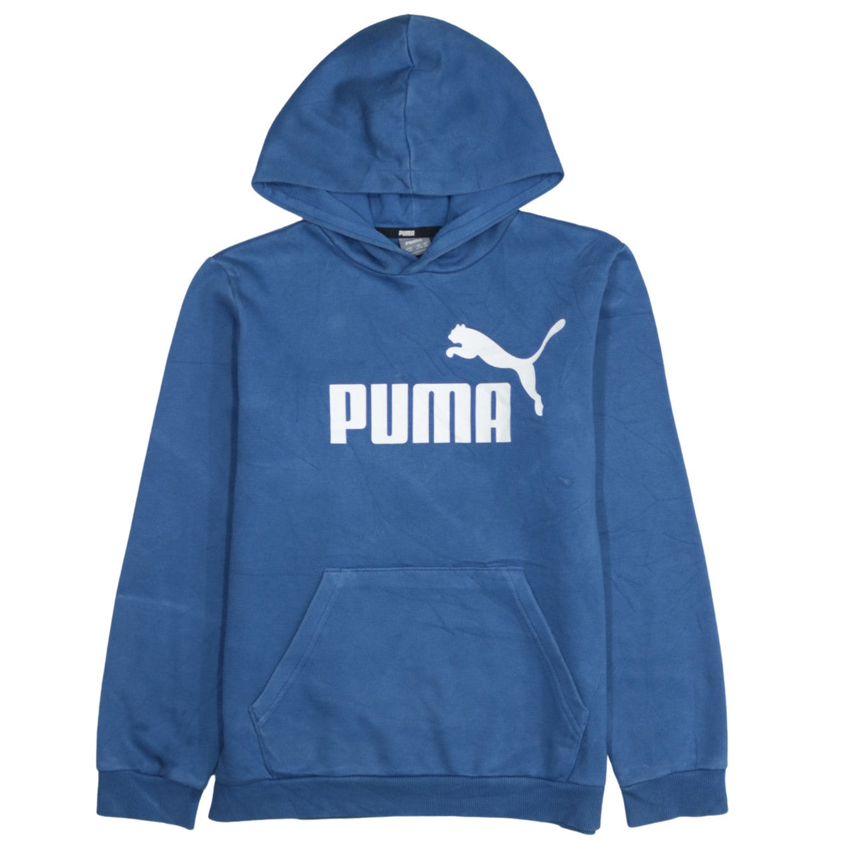 Puma Boys Blue Pullover Hoodie Size 14 Years Cotton Logo Print