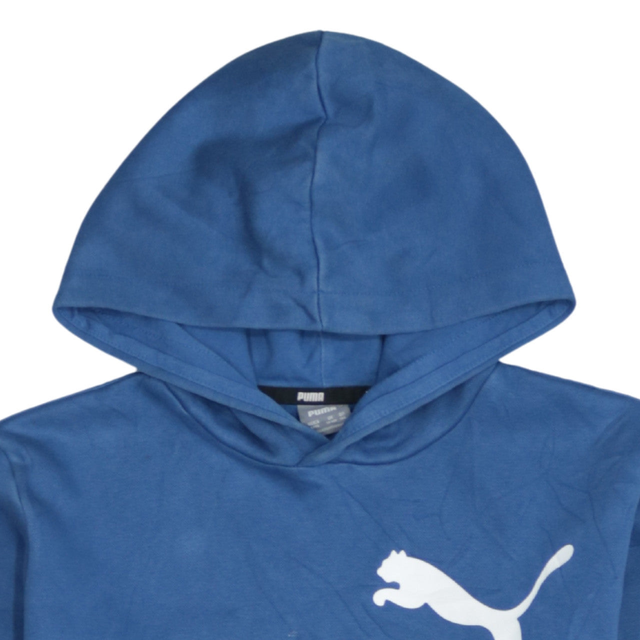 Puma Boys Blue Pullover Hoodie Size 14 Years Cotton Logo Print