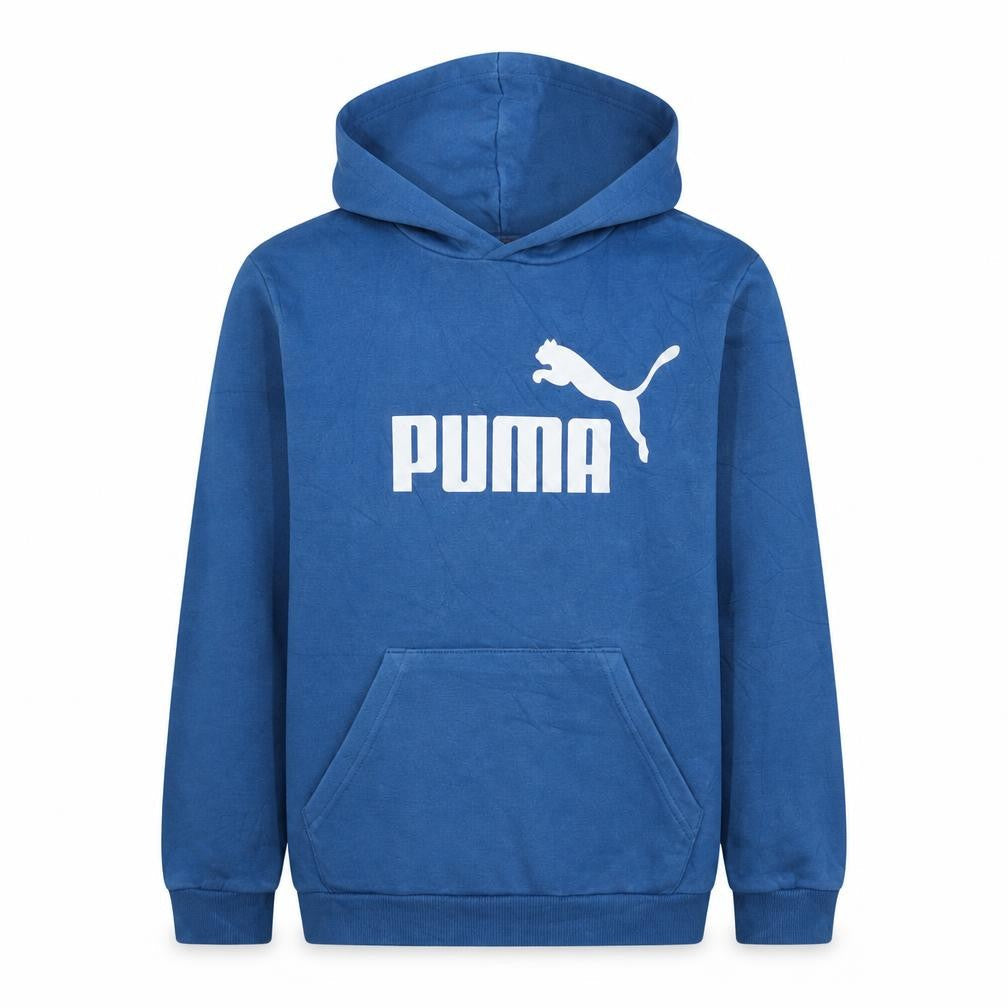 Puma Boys Blue Pullover Hoodie Size 14 Years Cotton Logo Print