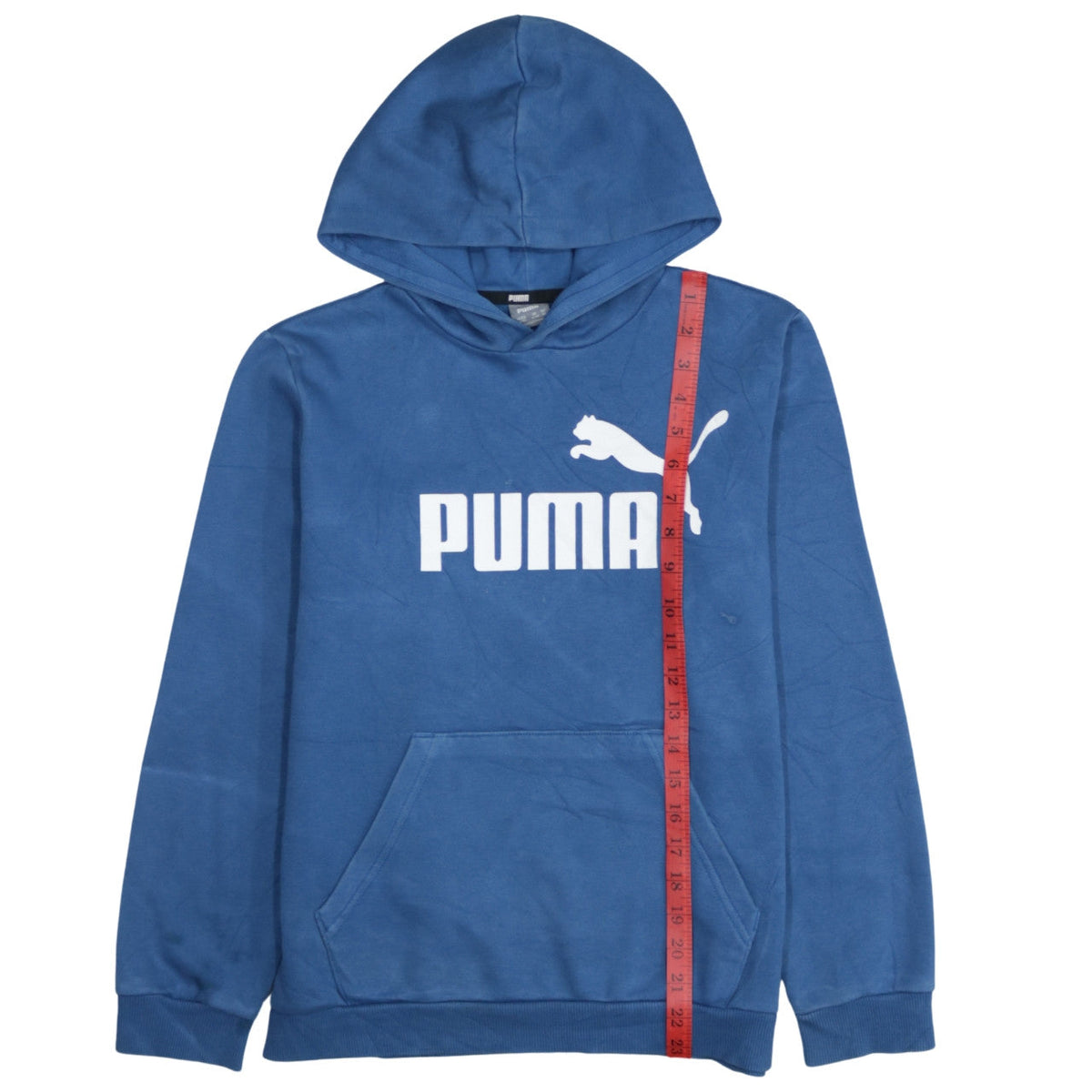 Puma Boys Blue Pullover Hoodie Size 14 Years Cotton Logo Print