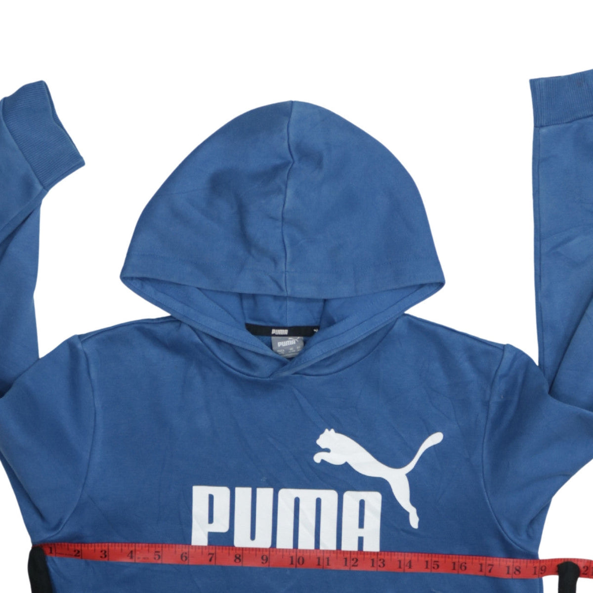 Puma Boys Blue Pullover Hoodie Size 14 Years Cotton Logo Print