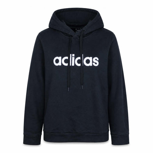 Adidas Womens Black Pullover Hoodie UK 12-14 Medium Logo Print