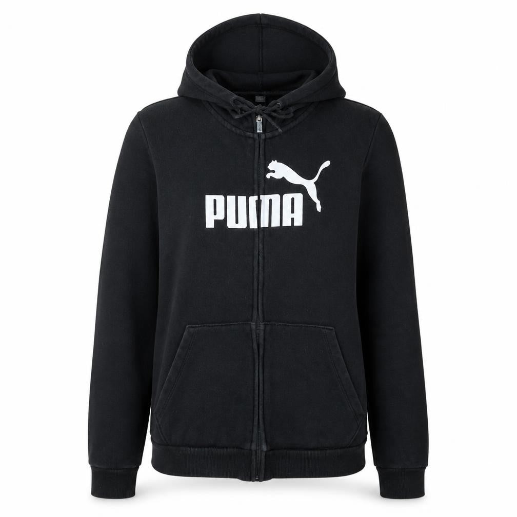 Puma Womens Black Full Zip Hoodie Size L Cotton Blend Athletic