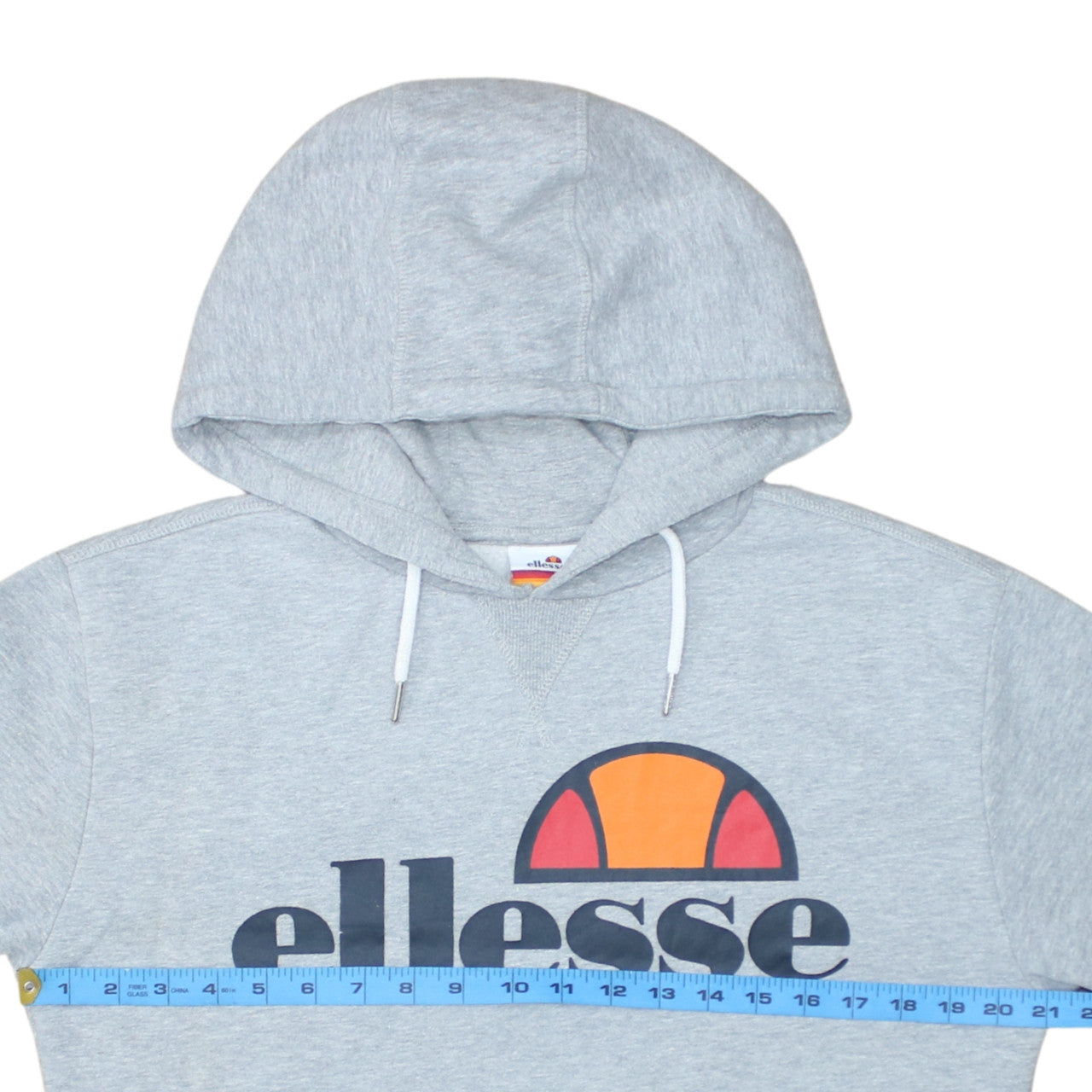 Ellesse Womens Grey Hoodie UK 10 Pullover Logo Cotton Blend