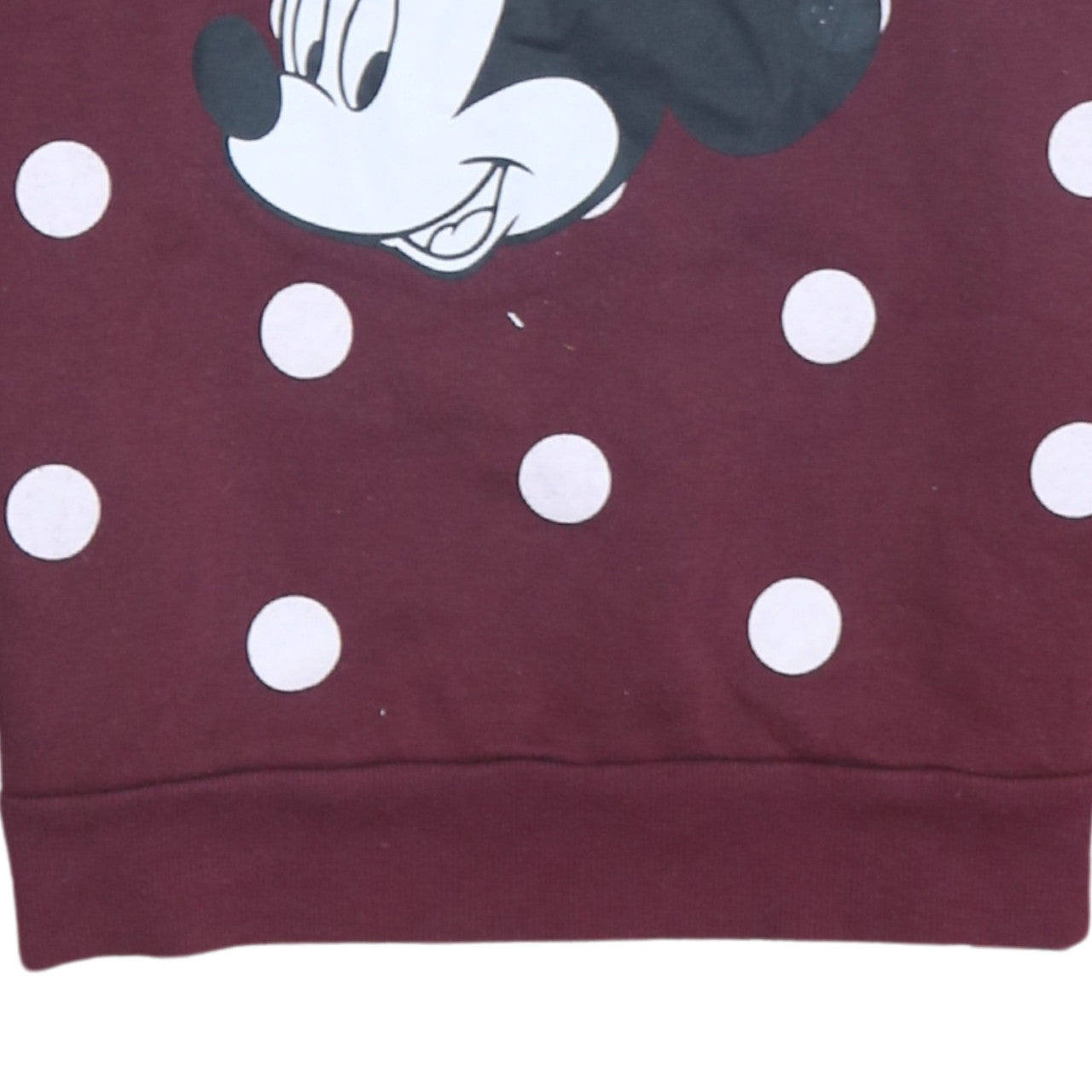 Disney Women Burgundy Minnie Mouse Polka Dot Pullover Sweatshirt Size S