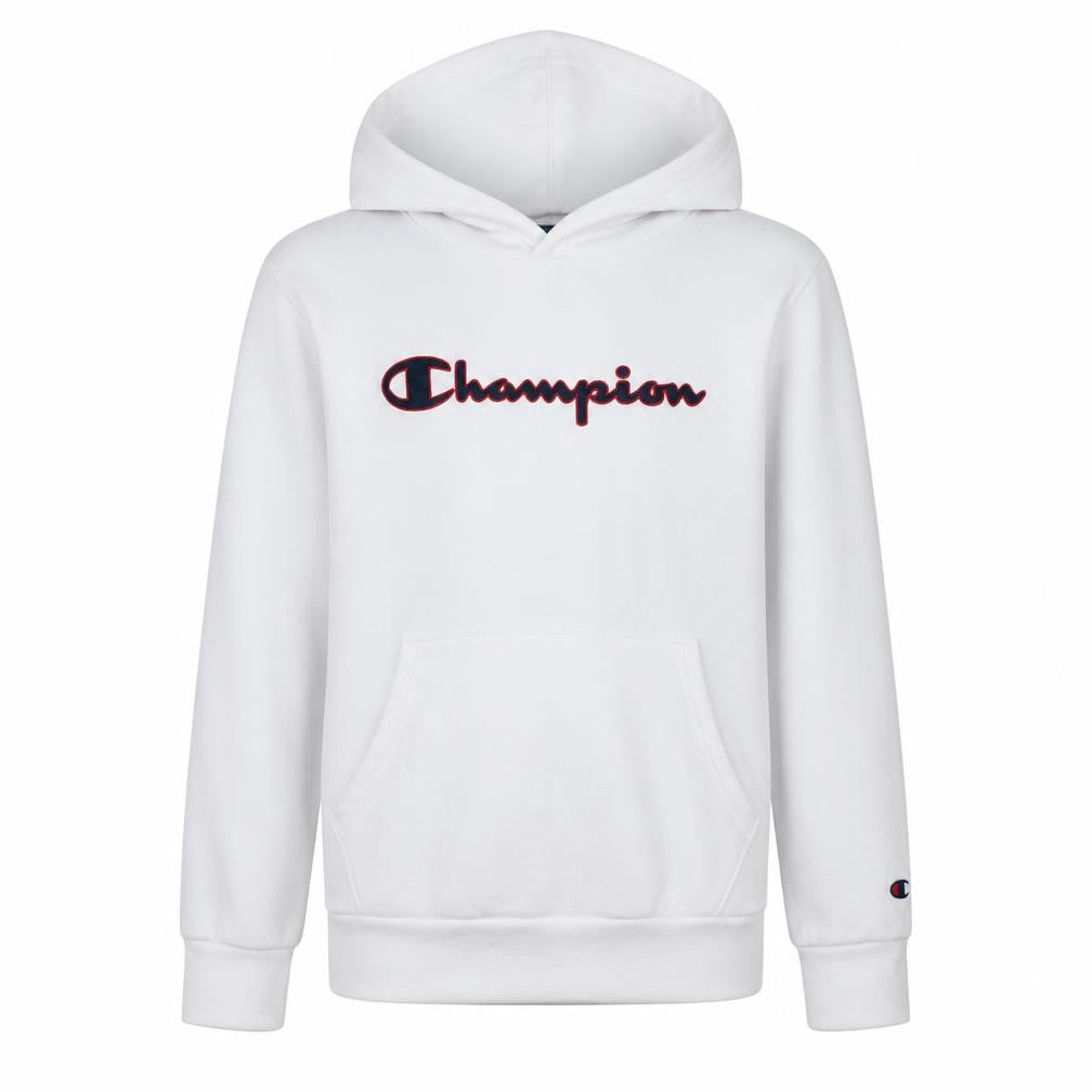 Champion Boys White XL Pullover Hoodie with Logo Print