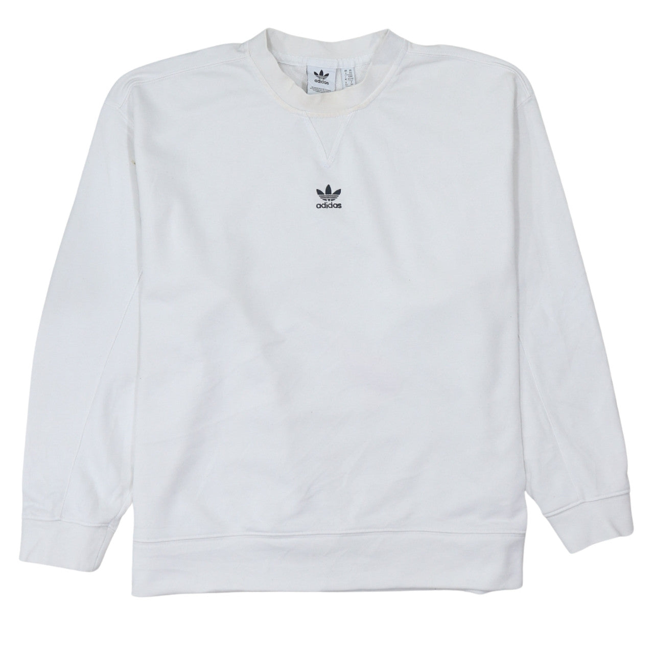 Adidas Women White Crew Neck Pullover Sweatshirt XS Cotton Logo