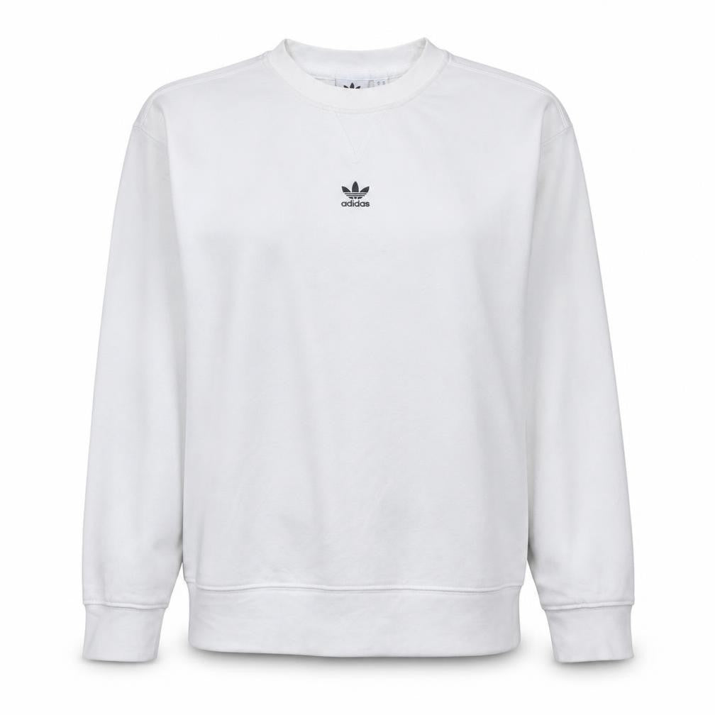 Adidas Women White Crew Neck Pullover Sweatshirt XS Cotton Logo
