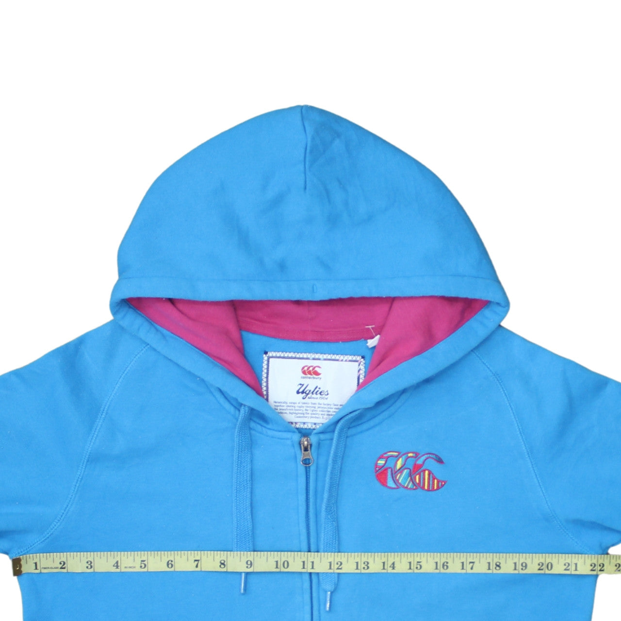 Canterbury Women's Blue Full Zip Hoodie Size 14 Relaxed Fit Lined