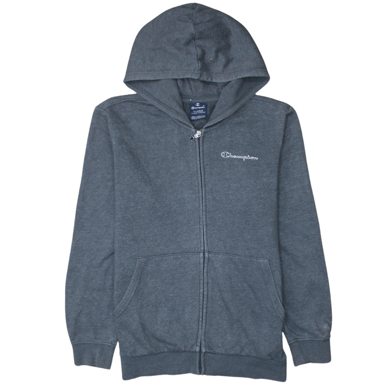 Champion Boys Dark Grey Full Zip Hoodie XL 13/14 Years Cotton Blend