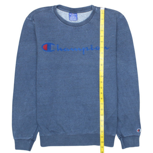 Champion Men's Blue Small Crew Neck Logo Pullover Sweatshirt