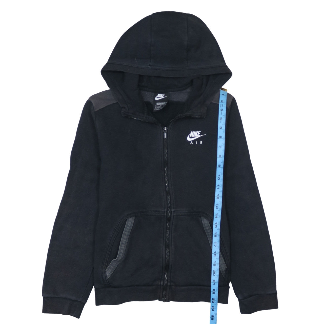 Nike Air Boys Black Full Zip Hoodie XL 158-170cm Fleece Lined