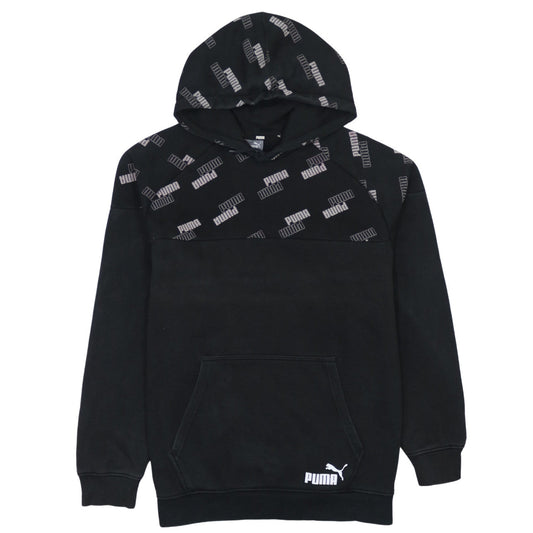 Puma Men's Black Small Pullover Hoodie with Logo Print