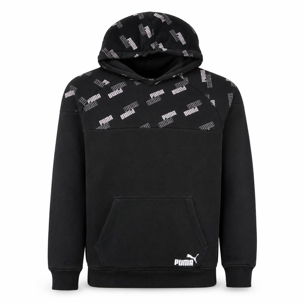 Puma Men's Black Small Pullover Hoodie with Logo Print