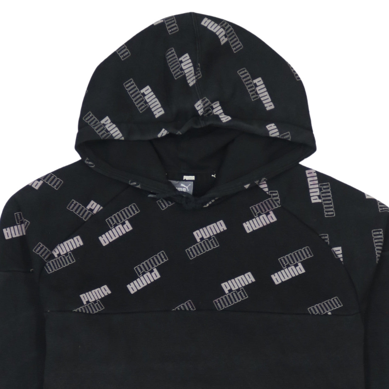 Puma Men's Black Small Pullover Hoodie with Logo Print