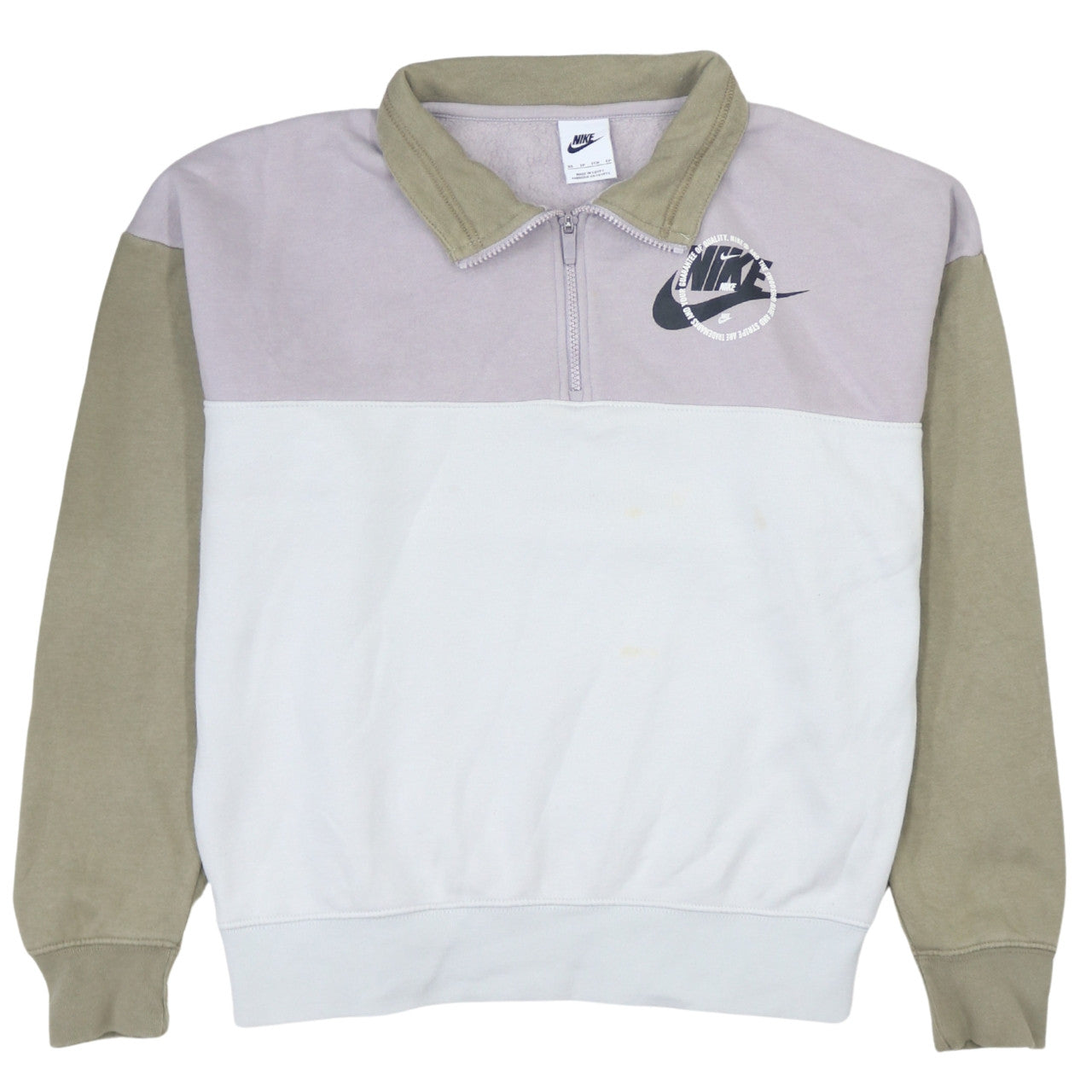Nike Women's Grey Beige Colourblock 1/4 Zip Sweatshirt XS