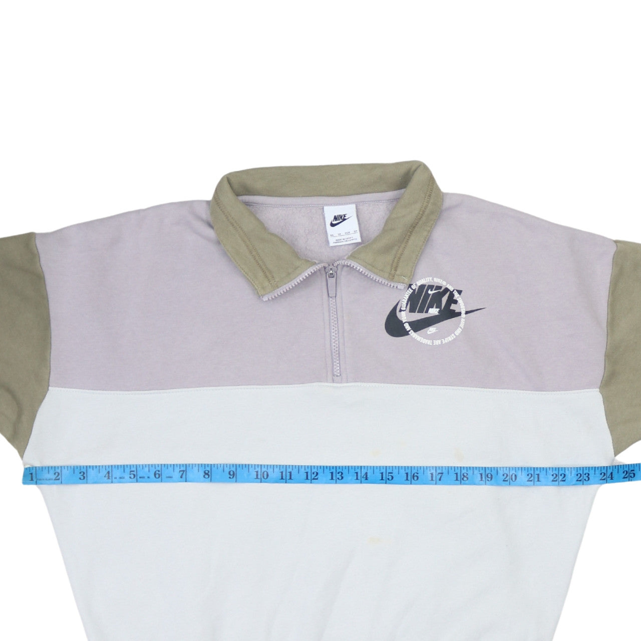 Nike Women's Grey Beige Colourblock 1/4 Zip Sweatshirt XS