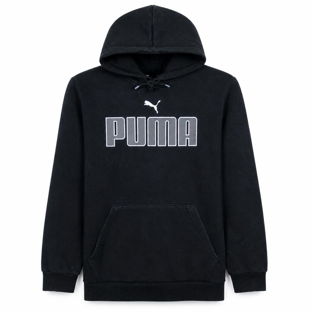 Puma Men Black Pullover Hoodie S Regular Fit Fleece Logo Sportswear