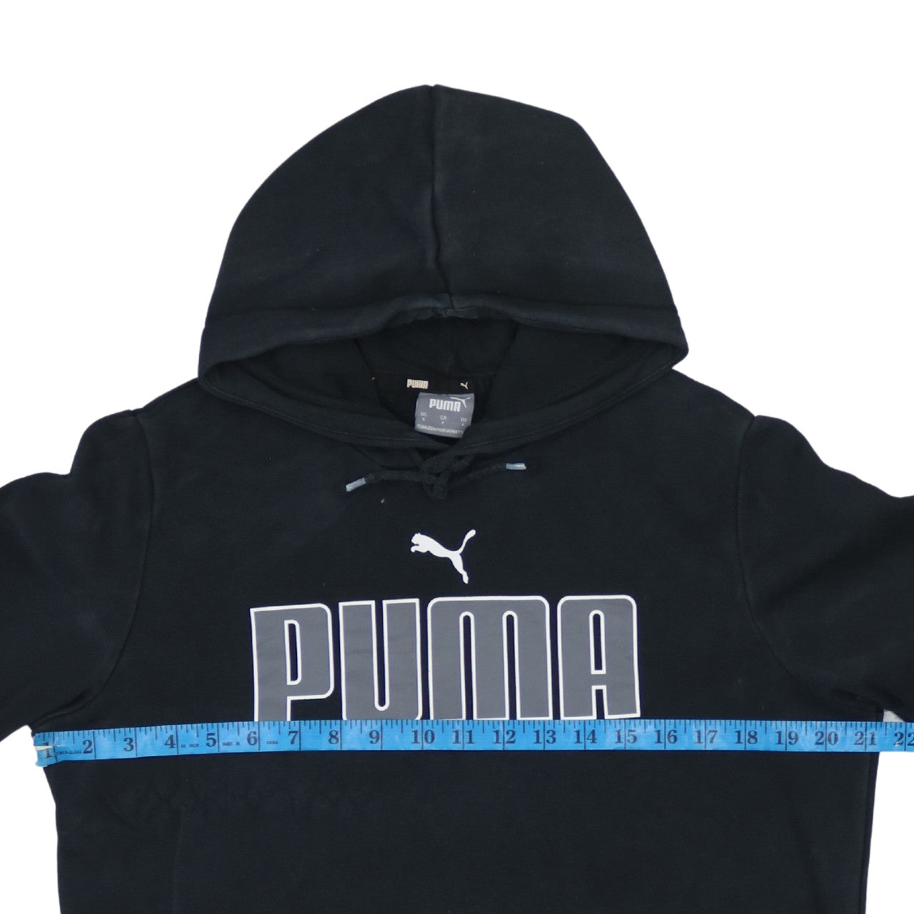Puma Men Black Pullover Hoodie S Regular Fit Fleece Logo Sportswear